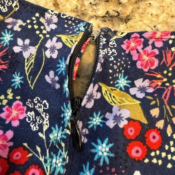 Handmade cottage floral fit flare pleated midi dress pockets SZ 8 - Picture 12 of 12